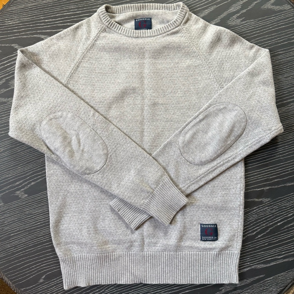 Men’s Goodale 100% Cotton Textured Crewneck Sweater w Elbow Patches Size Small